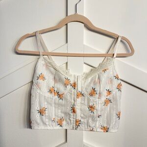 Floral Lace Trim Cami Top